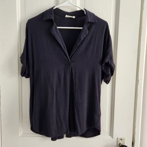 Lush Black V Neck Womens Top Button Back Size Small